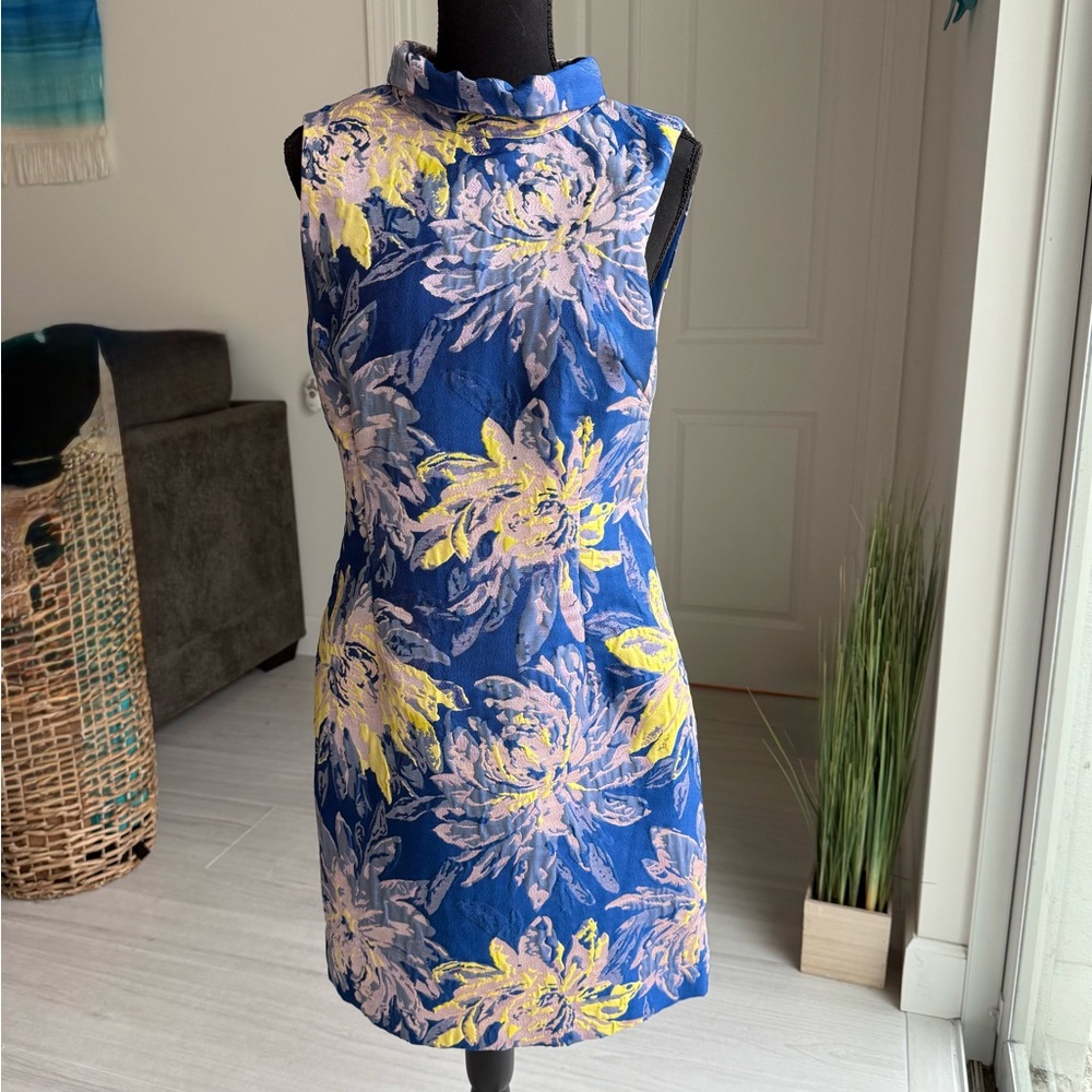 Laundry By Shelli Segal Blue and Yellow Floral Mini Dress